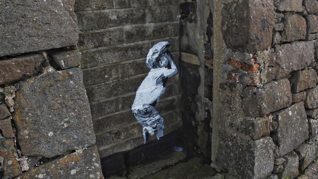 Banksy Style Artwork The Talk Of Portstewart Bbc News