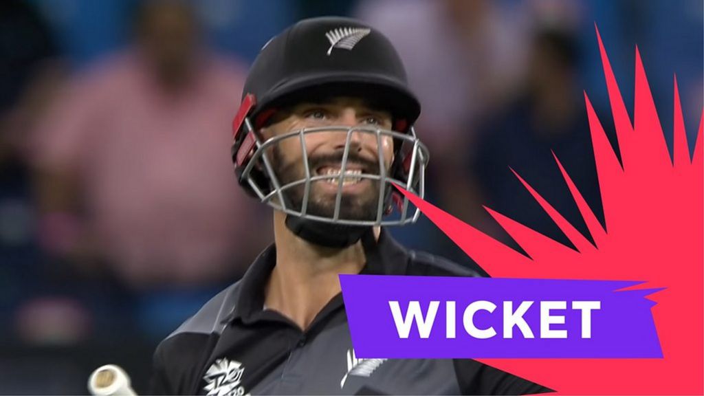 T20 Men's World Cup final - New Zealand v Australia: Josh Hazlewood has Daryl Mitchell caught behind for 11