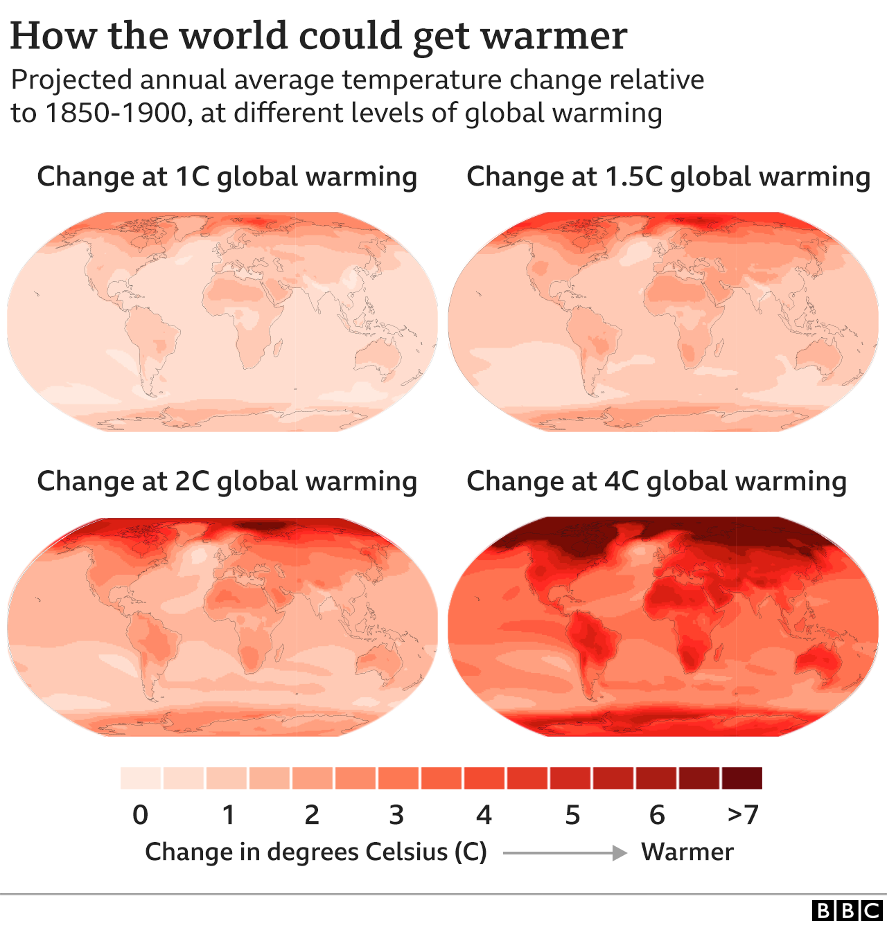 Four maps showing how world could get warmer