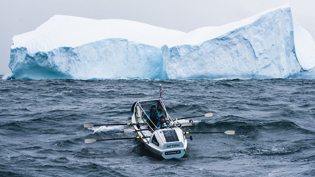 The crew of six rowed some of the world's roughest seas on the 950-mile voyage from Elephant Island to South Georgia.