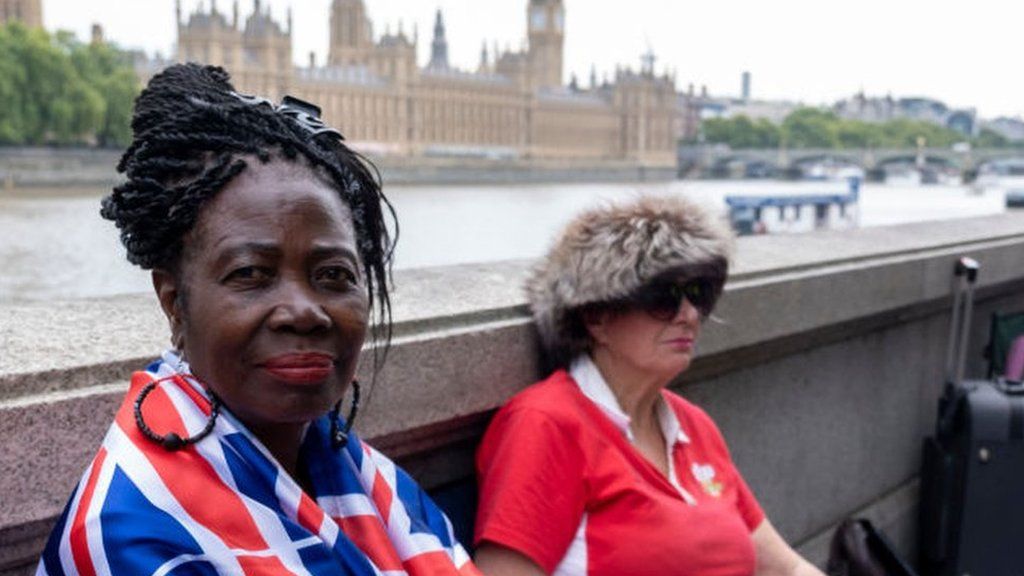 Two women in the queue for the Queen's lying-in-state