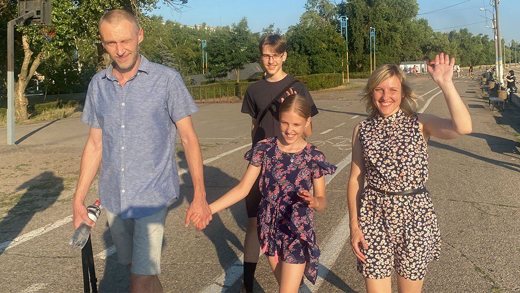 The family reunited in Dnipro, south-eastern Ukraine