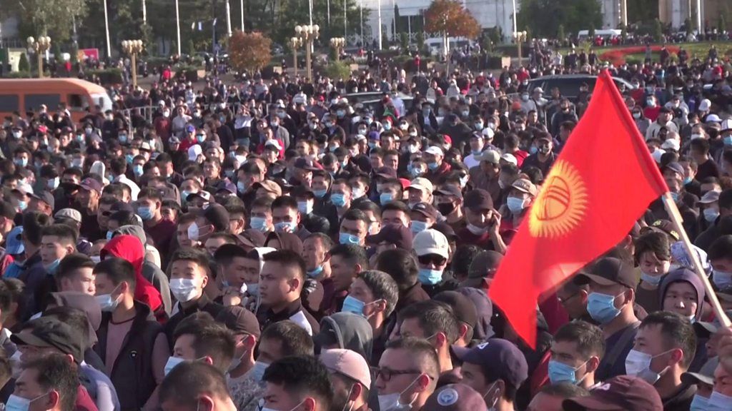 Demonstrators in Kyrgyzstan