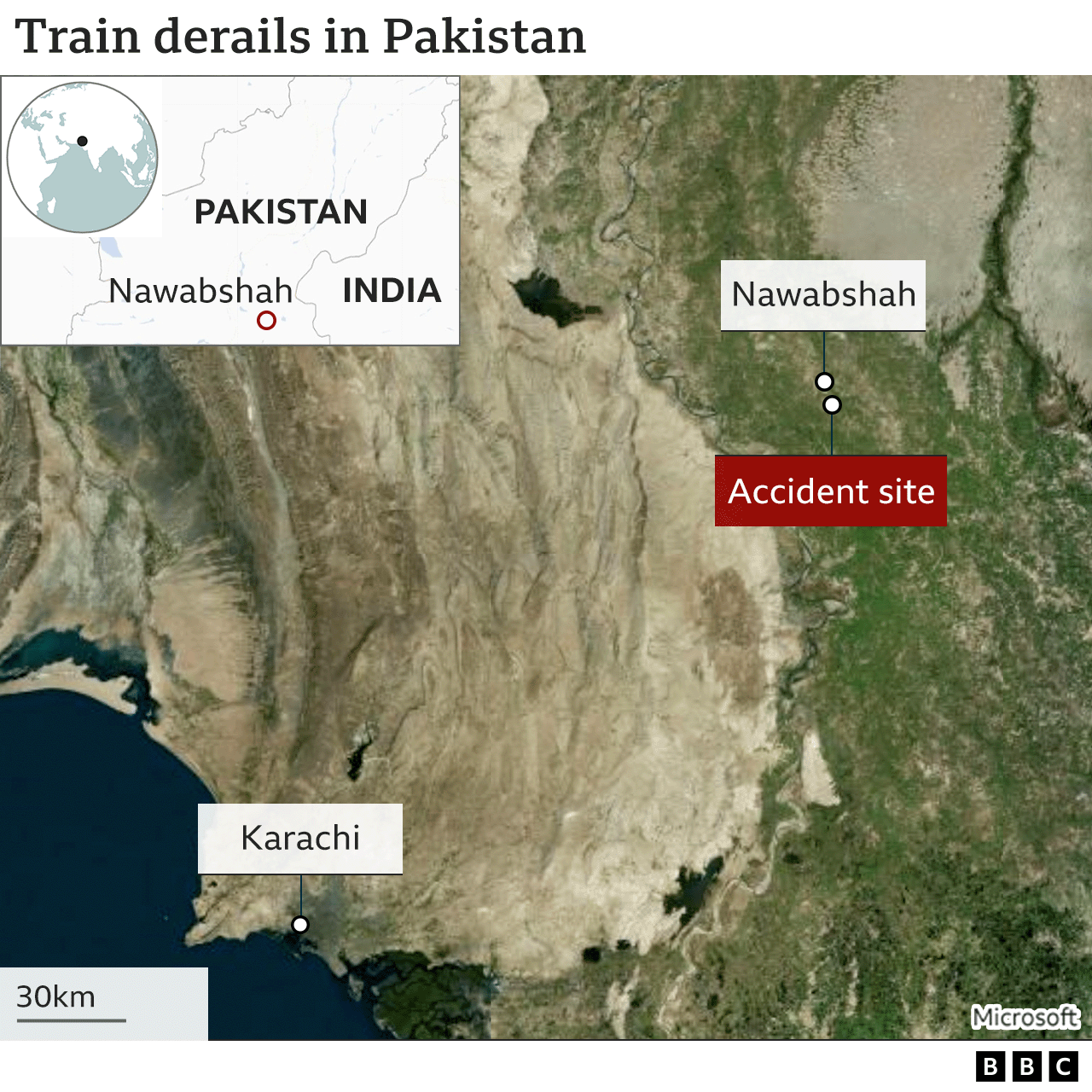 Pakistan Passenger Train Derails Killing 30 Bbc News 