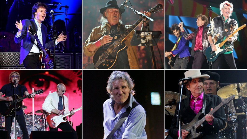 Paul McCartney, Neil Young, Rolling Stones, The Who, Roger Waters and Bob Dylan