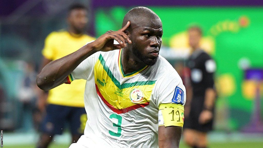 Kalidou Koulibaly celebrates his goal against Ecuador