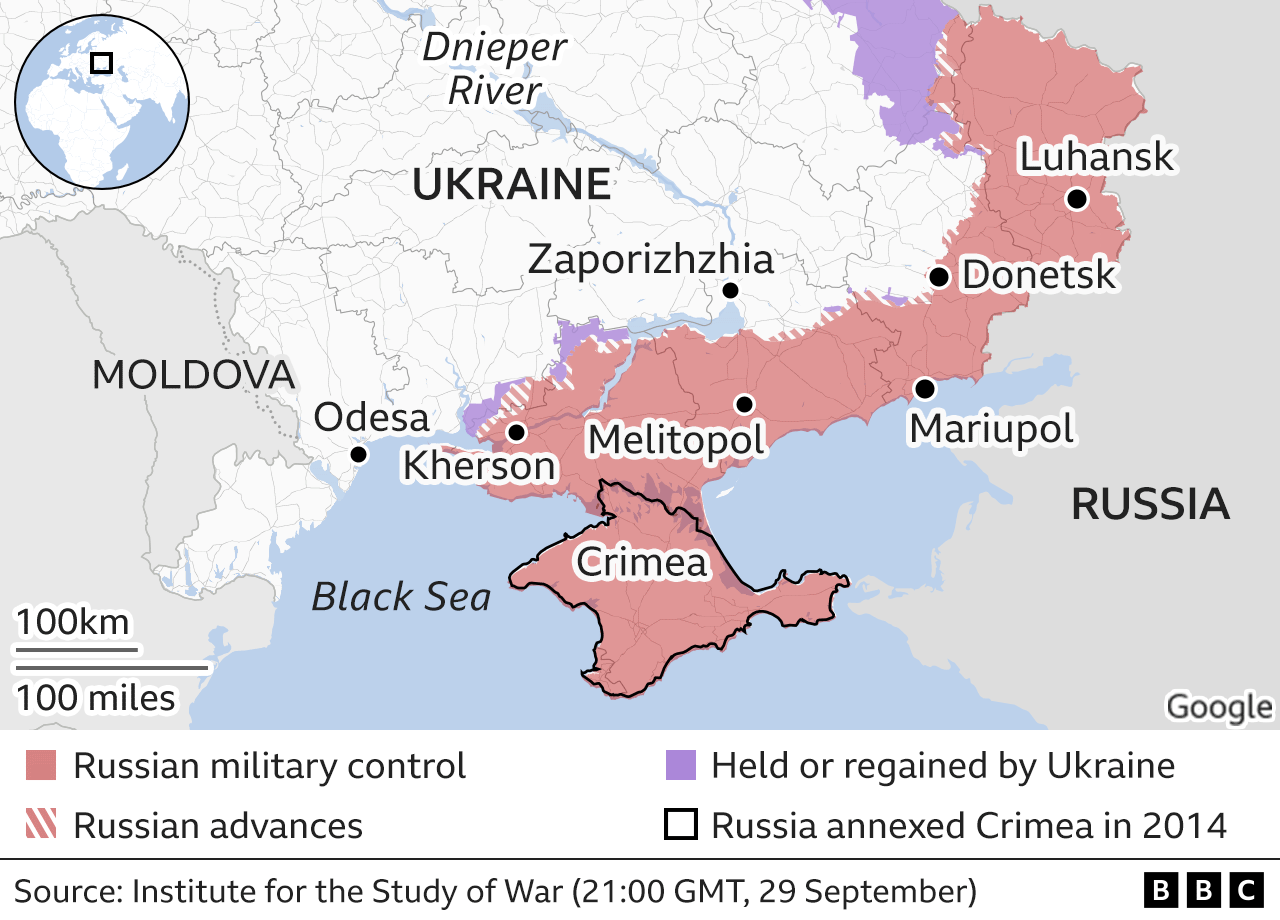 Map showing the south of Ukraine. 30Sept