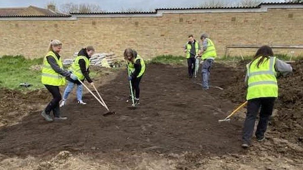 Gardeners at an allotment in Harlow