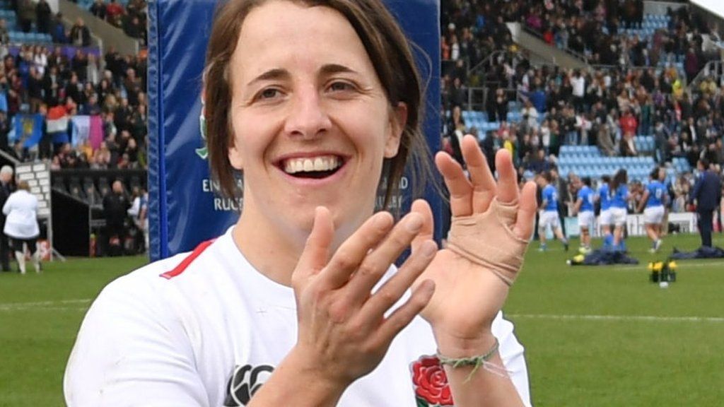 Katy Daley-Mclean claps the crowd at Sandy Park