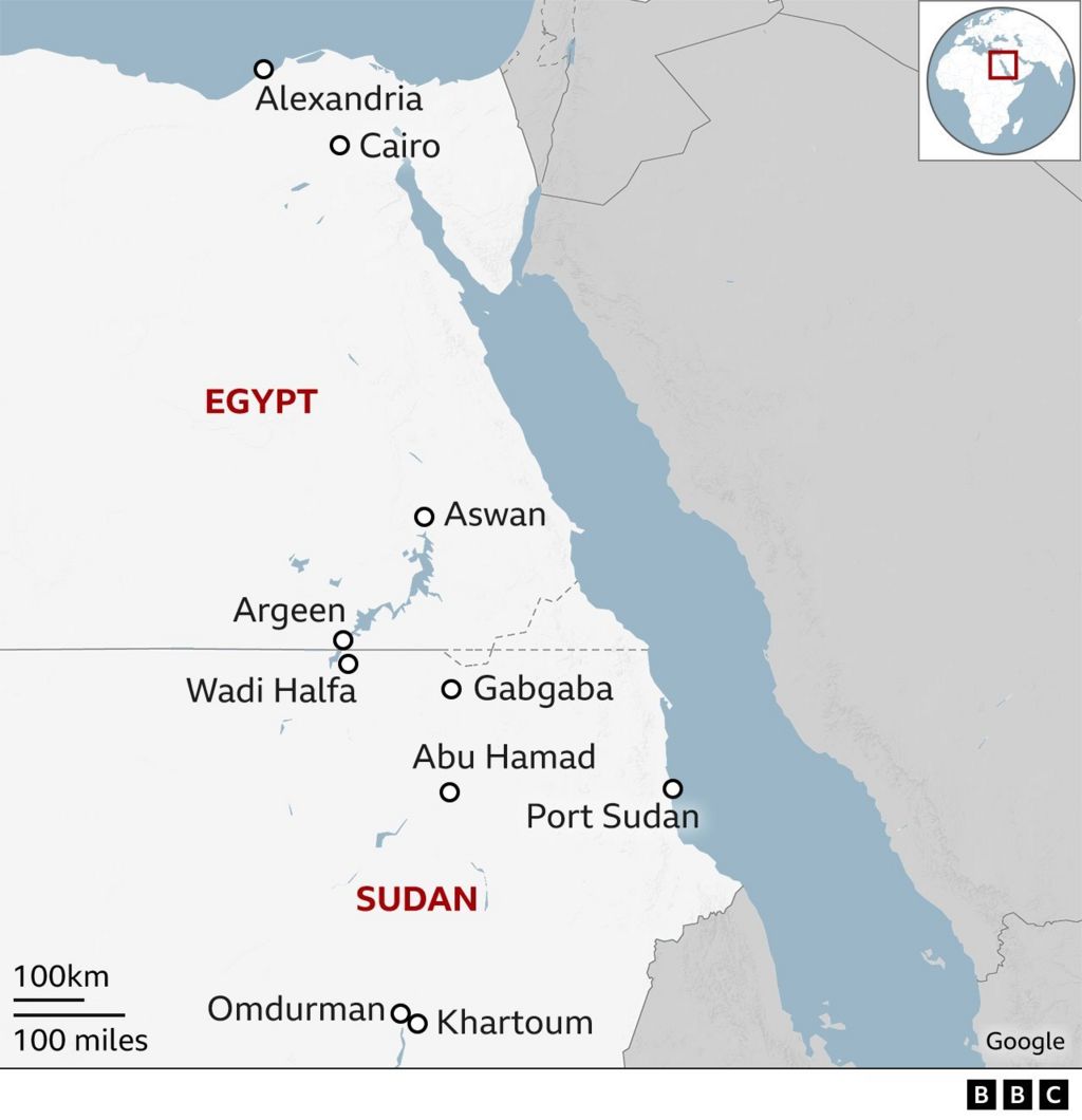 Map of Sudan and Egypt