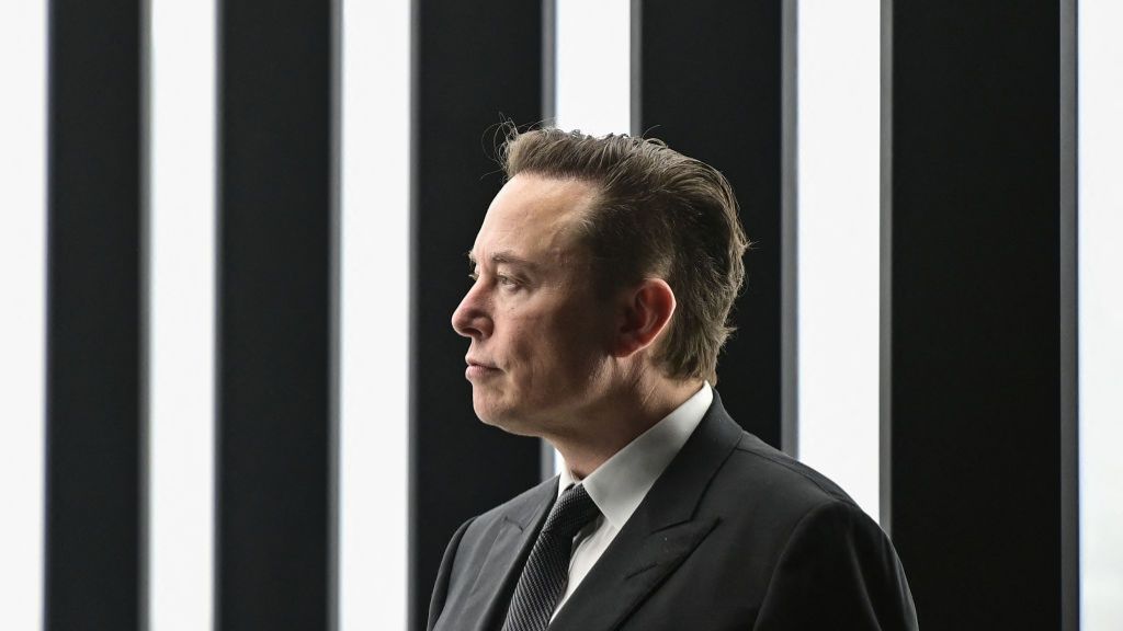 Tesla CEO Elon Musk is pictured as he attends the start of the production at Tesla's "Gigafactory" on March 22, 2022 in Gruenheide, southeast of Berlin