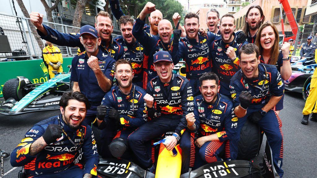 Max Verstappen and Red Bull celebrate winning the Monaco Grand Prix