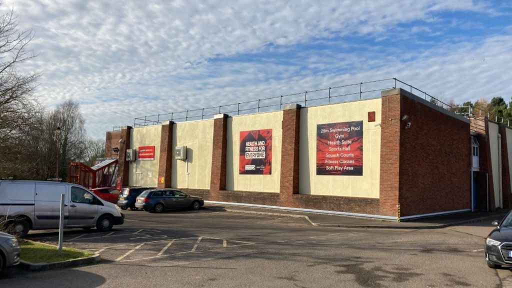 Car park of the sports centre where refurbishment will be taking place