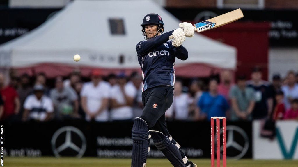 Tom Taylor plundered 16 fours and three sixes in his near heroic century at Cheltenham