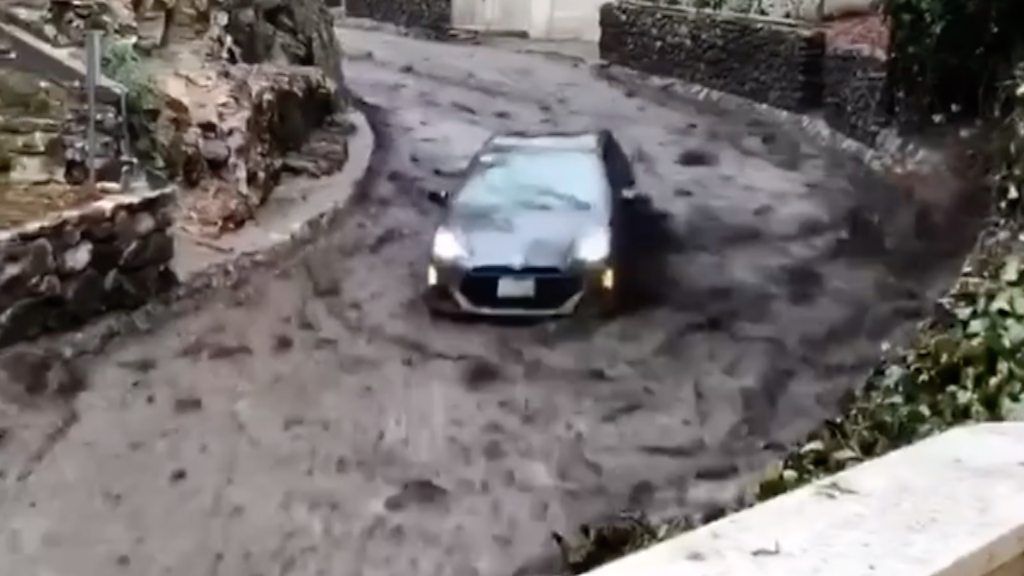Car in mudslide
