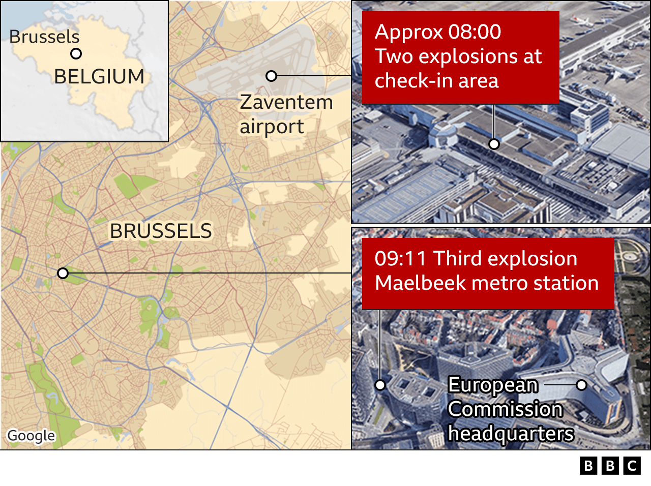 Map of Brussels attack