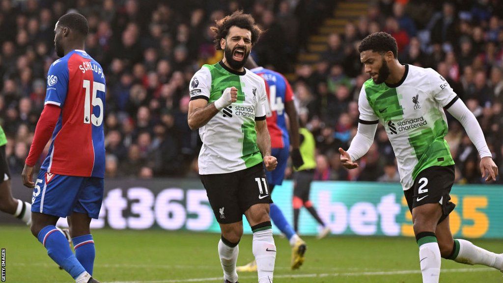 Mohamed Salah celebrates his 200th Liverpool goal