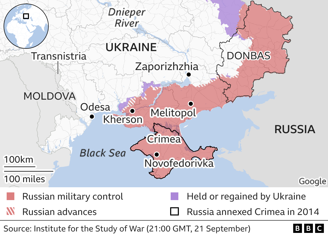 Map showing the south of Ukraine. 22 Sept