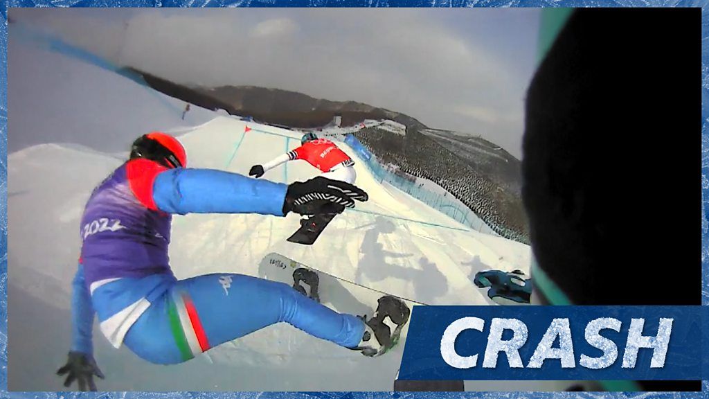 Winter Olympics: Watch Lucas Eguibar's headcam footage of a snowboard cross crash