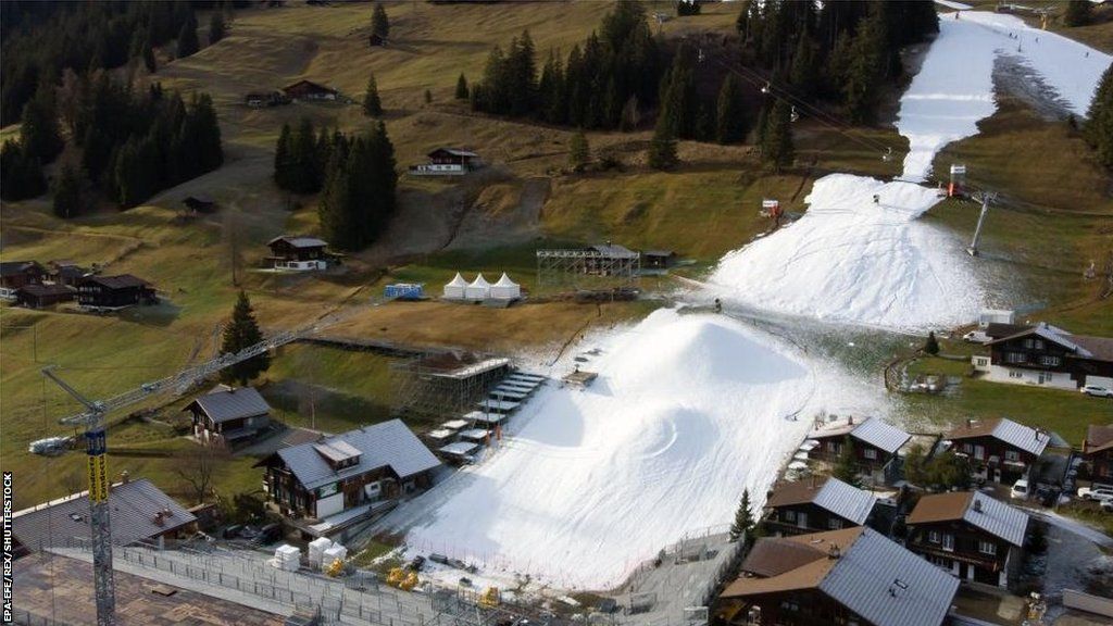 The final slope of the FIS Alpine Skiing World Cup in Adelboden, Switzerland