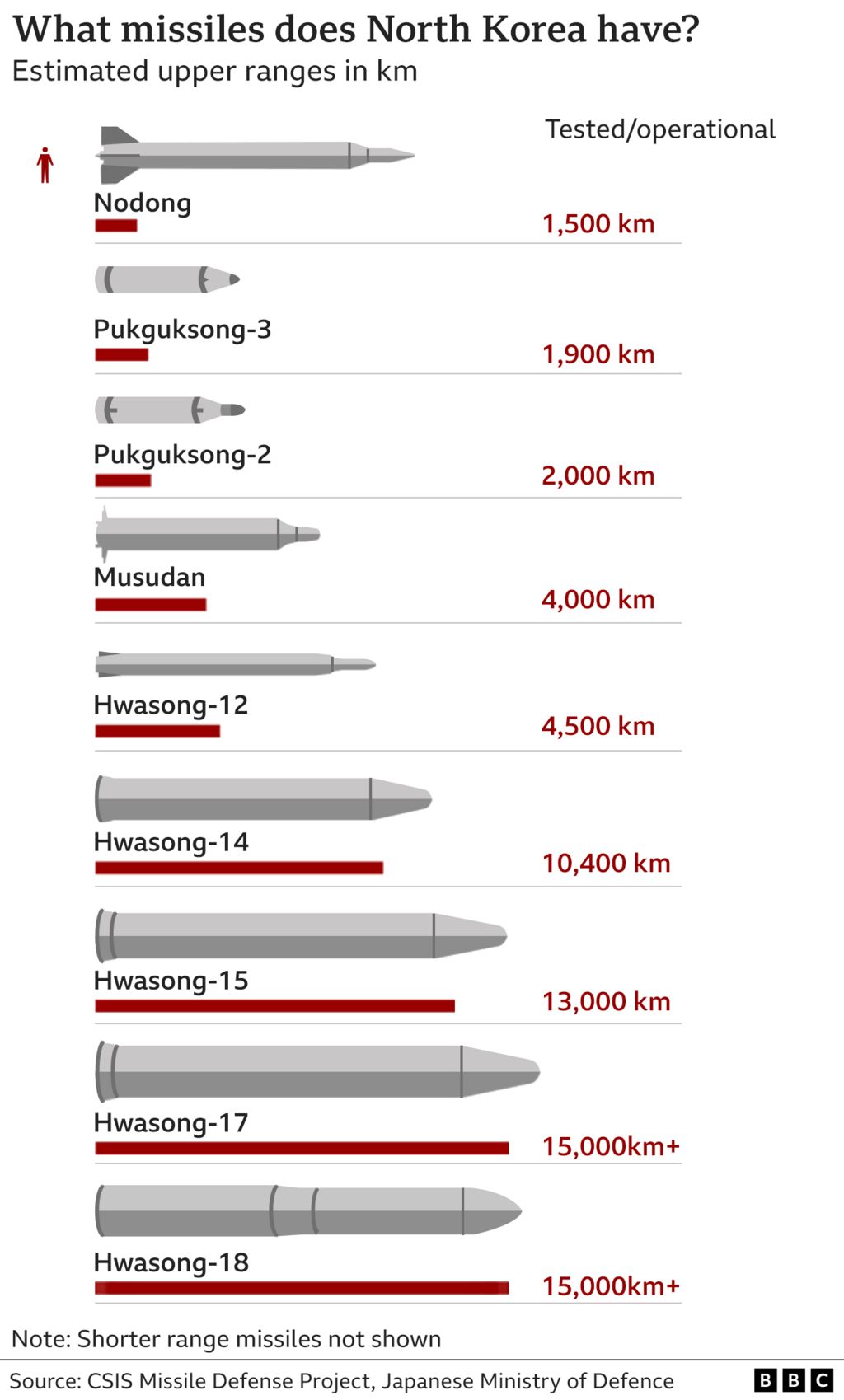 Graphic showing types of North Korean missiles