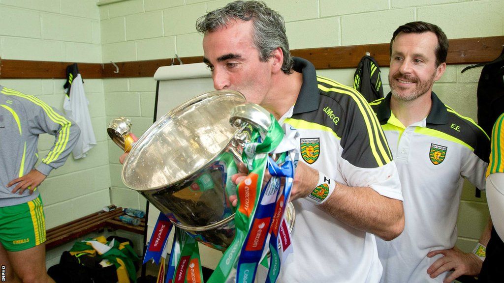 Jim McGuinness kisses the Anglo-Celt Cup after guiding Donegal to the 2014 Ulster title