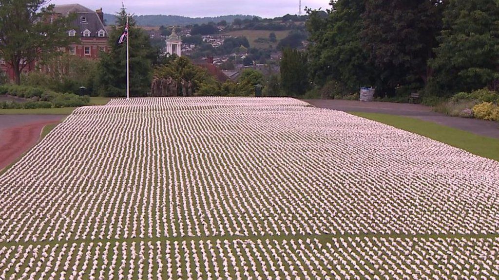 Shrouds laid out in park in Devon