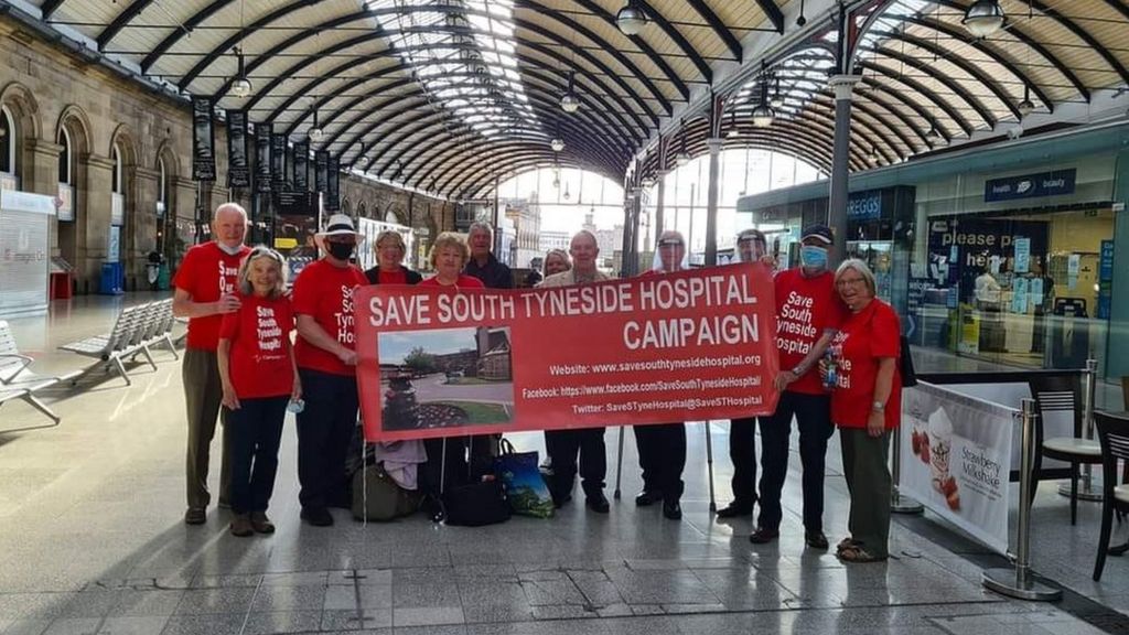 Save South Tyneside Hospital campaigners at Newcastle Central Station