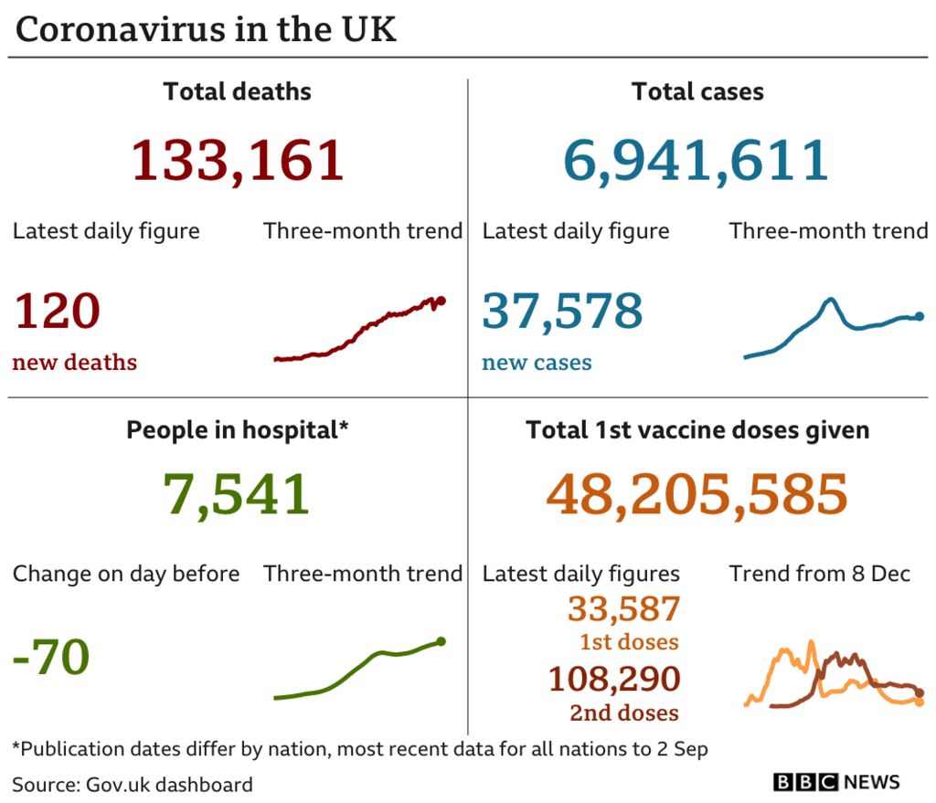 Daily coronavirus figures in the UK on Saturday