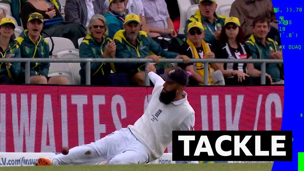 The Ashes: Moeen Ali's 'sliding tackle' prevents boundary