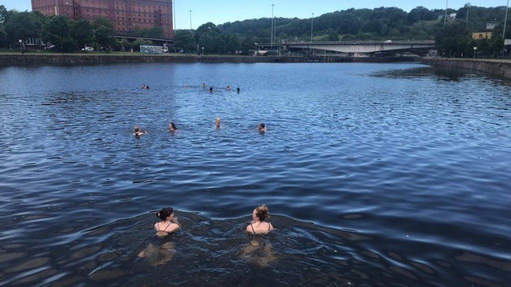 A swimming protest in Bristol's Cumberland Basin