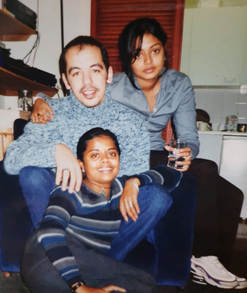 Farah with her husband and sister