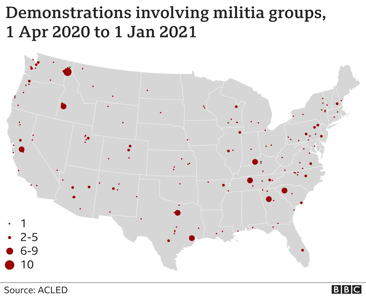 Map of militia activity in the US