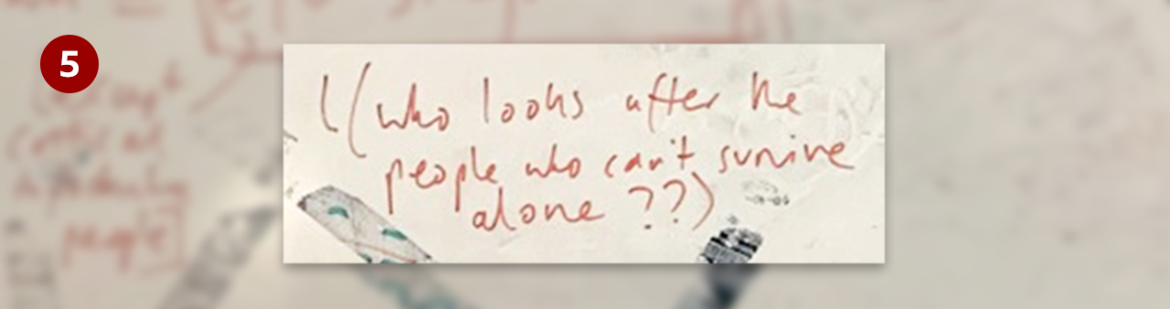 Whiteboard excerpt - who looks after people who can't survive alone?