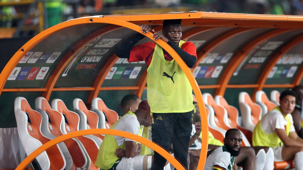 Andre Onana of Manchester United looks on in Cameroon's defeat by Nigeria