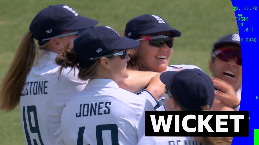 Women's Ashes 2023: England's Kate Cross traps Australia's Phoebe Litchfield lbw for 23