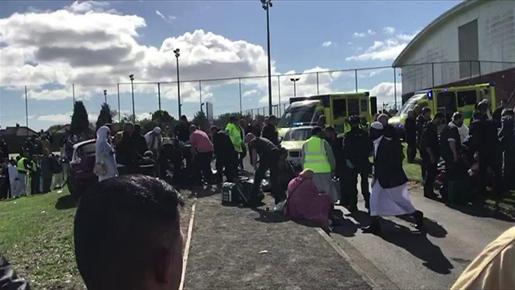 People are treated by emergency crews outside Westgate Sports Centre