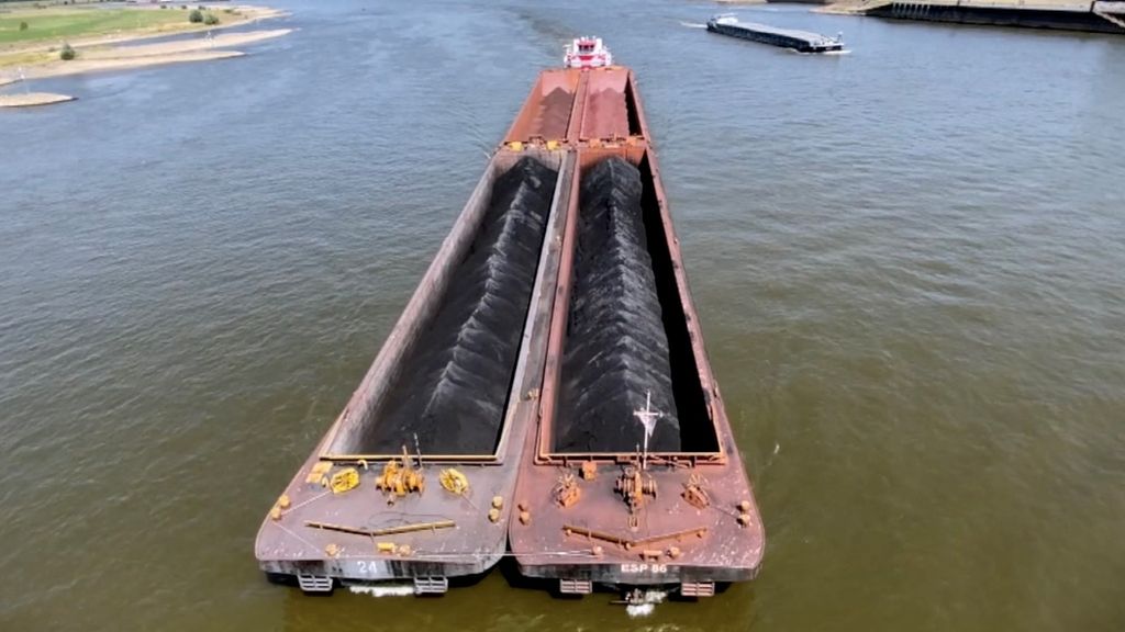 A barge at Duisburg carrying coal