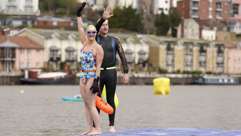 David and Karen Quartermain about to take a swim in the Bristol harbour