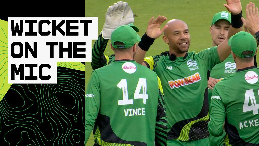 The Hundred 2023: Hear Southern Brave's Tymal Mills on the player mic as he dismisses Phil Salt
