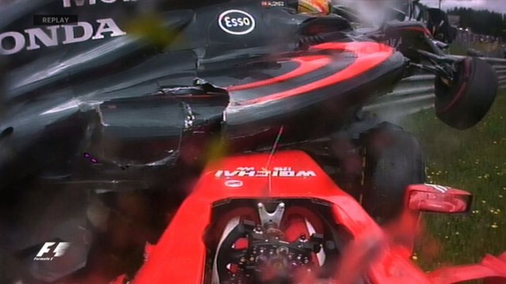 Austrian GP: Crash between Raikkonen and Alonso on first lap - BBC Sport