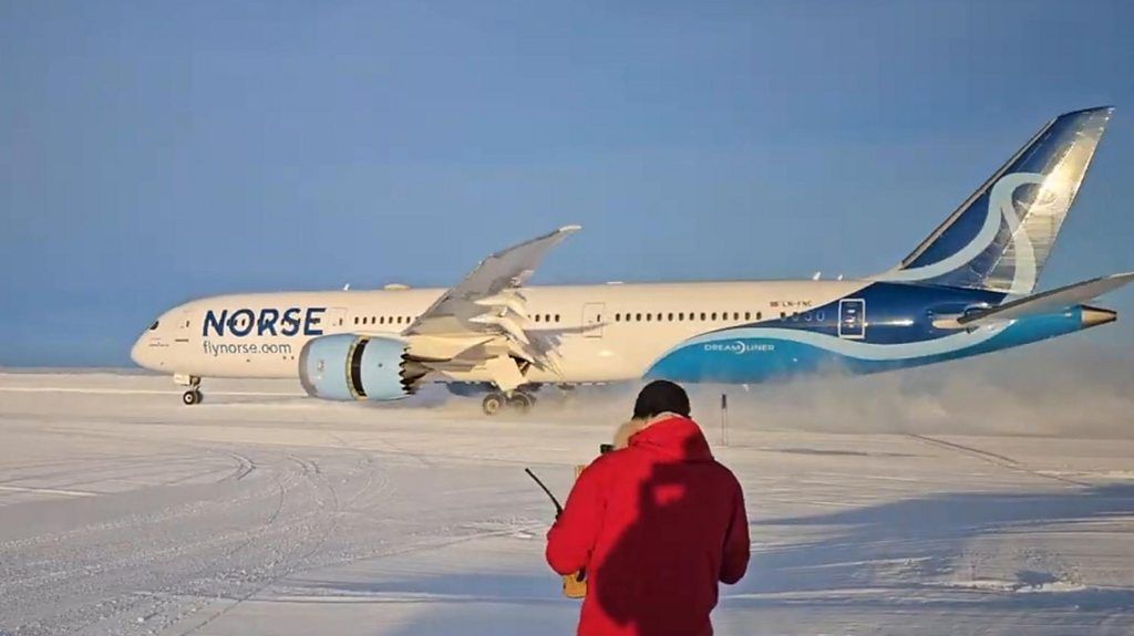 Plane landing in Antarctica