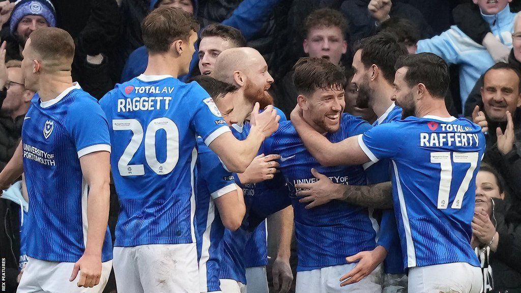 Callum Lang celebrates his first Pompey goal at Fratton Park
