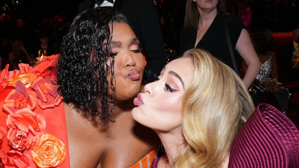 Lizzo and Adele at the Grammys