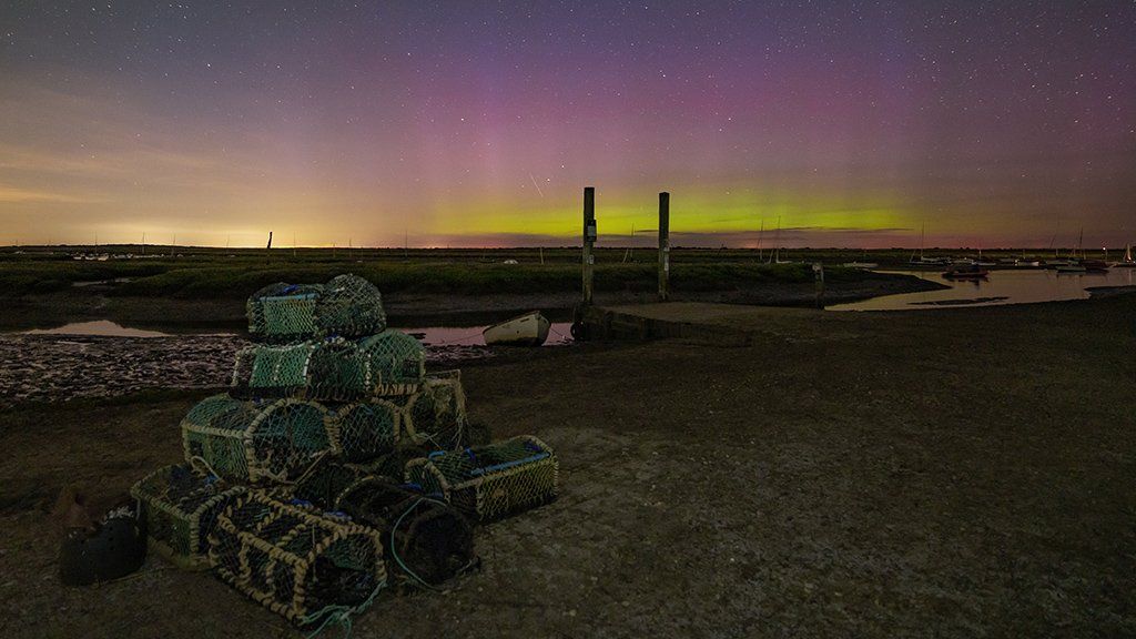 Northern Lights over Brancaster Staithe in Norfolk