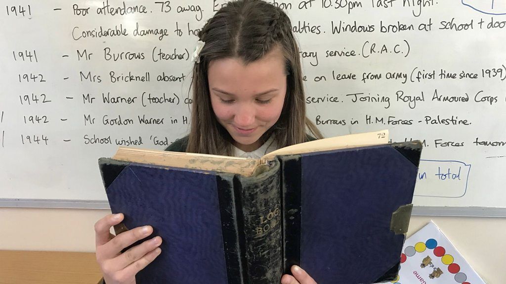 Pupils at Westover Green Community School are studying the log books from the war years.