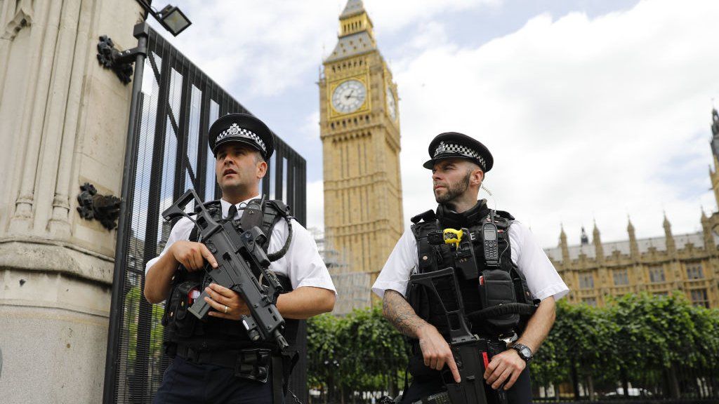 Photo of police outside parliament