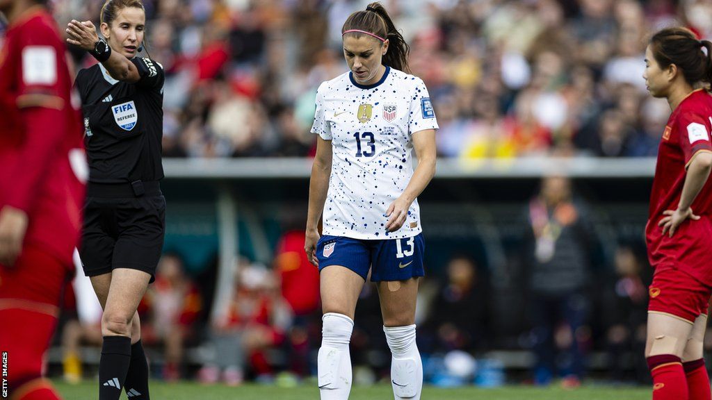 Alex Morgan of the United States in action against Vietnam at the Women's World Cup