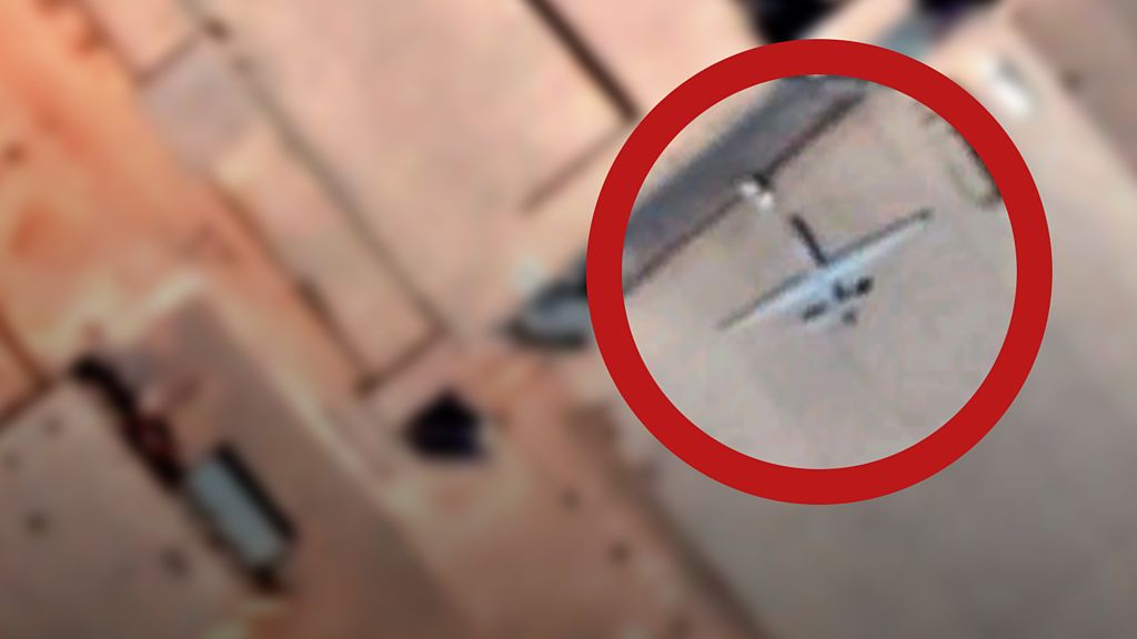 Satellite image of a drone on an airfield
