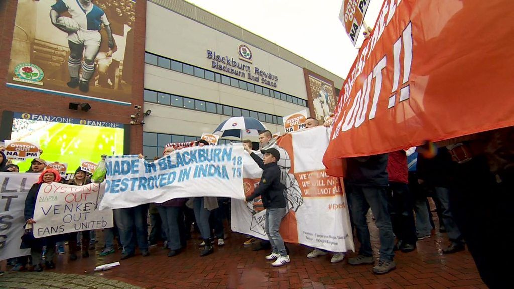 Blackburn Rovers and Blackpool FC protesters